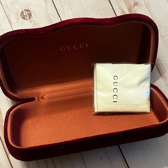 Gucci Accessories - Gucci Glass Case Burgundy VELOUR VELVET Designer Sunglasses